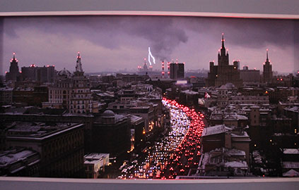 оптоволоконный постер с видом ночной Москвы